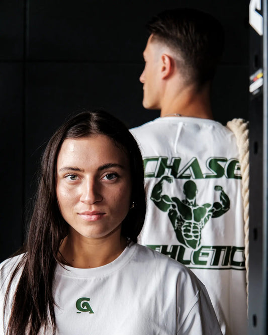 Oversized zwart lifting T-shirt voor heren van Chase Athletics – ideaal voor fitness en krachttraining.